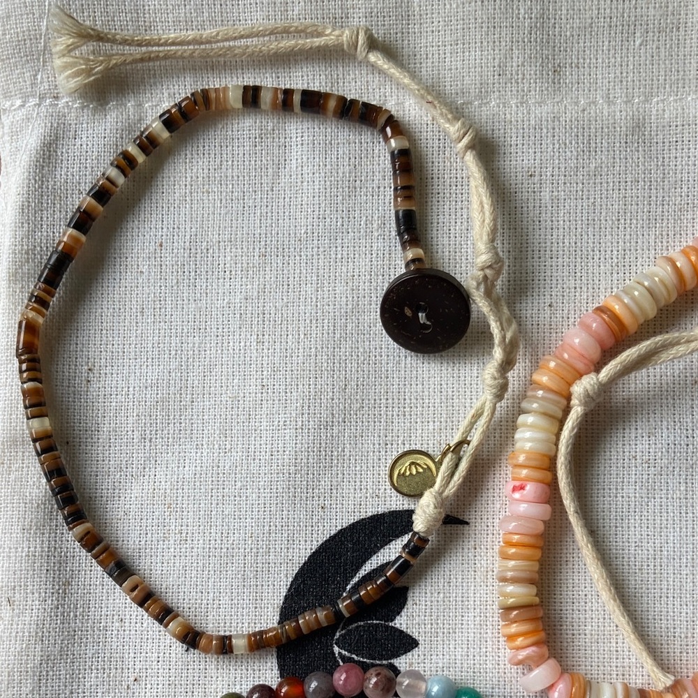 Lotus & Luna Beaded Bracelet Anklet Set - Multi & Peach - Picture 4 of 4